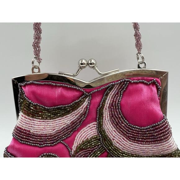 Inge Christopher Beaded Art Deco 1920s Style Vintage Evening Purse Handbag Pink - Picture 3 of 11